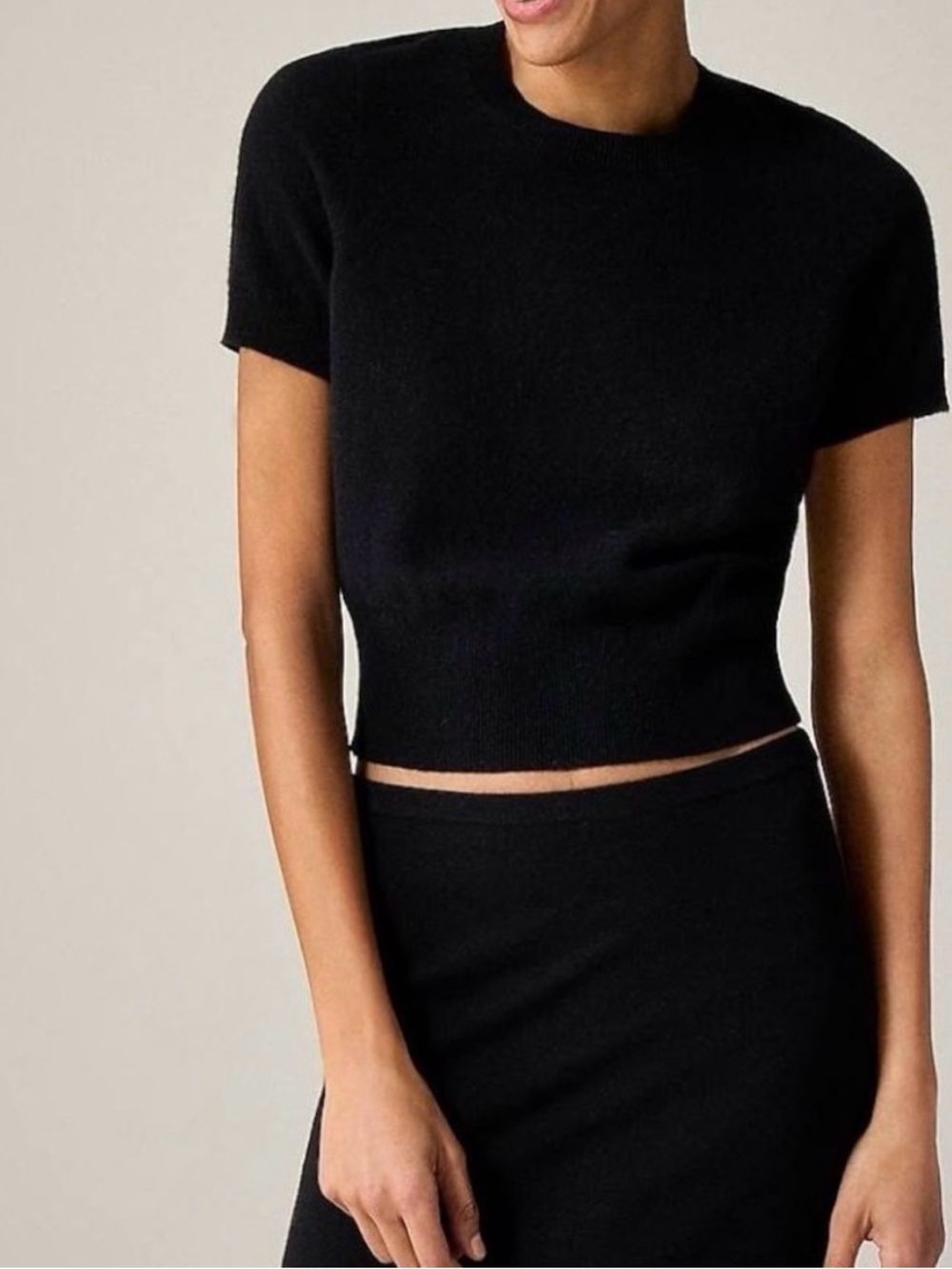 J. Crew Black Short-Sleeve Cashmere Top